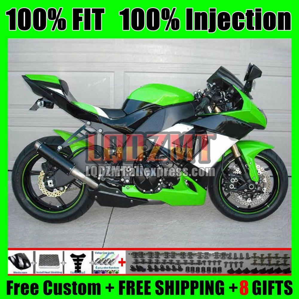 Injection Body For KAWASAKI NINJA ZX-10R ZX 10R 1000CC 2008 Black green 2009 2010 60No.50 ZX1000 ZX 10 R ZX10R 08 09 10 Fairing