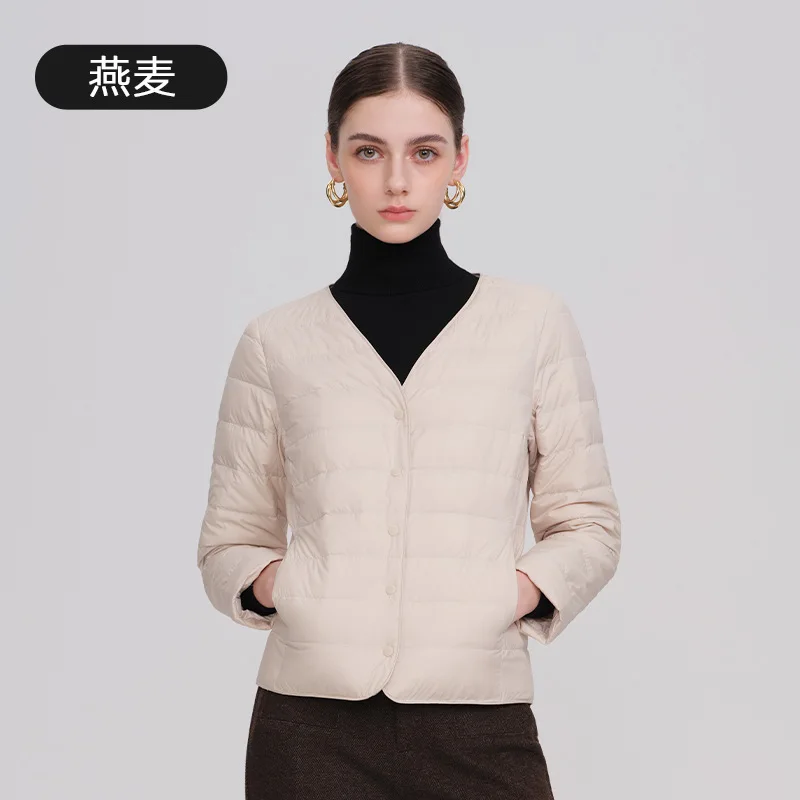 W2EJOURNEY جودة عالية الاتحاد الأوروبي الولايات المتحدة حجم الملابس الفاخرة في الهواء الطلق الخريف الخامس الرقبة خفيفة الوزن المرأة أسفل سترة #5