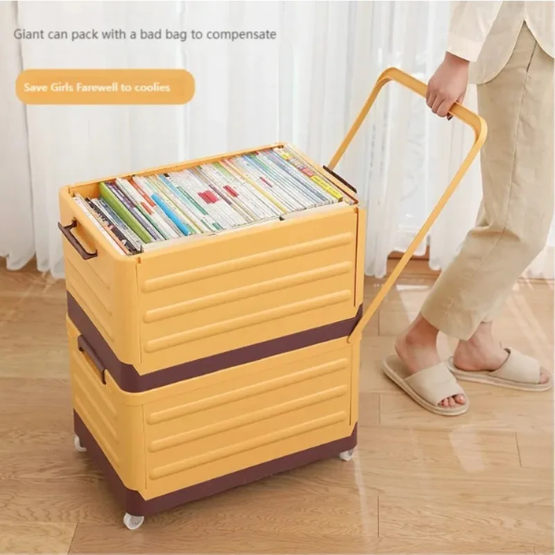 

Book Storage Box with Wheels Outdoor Travel Foldable Bookcase Student Classroom Dormitory Folding Storage Box Book Storage