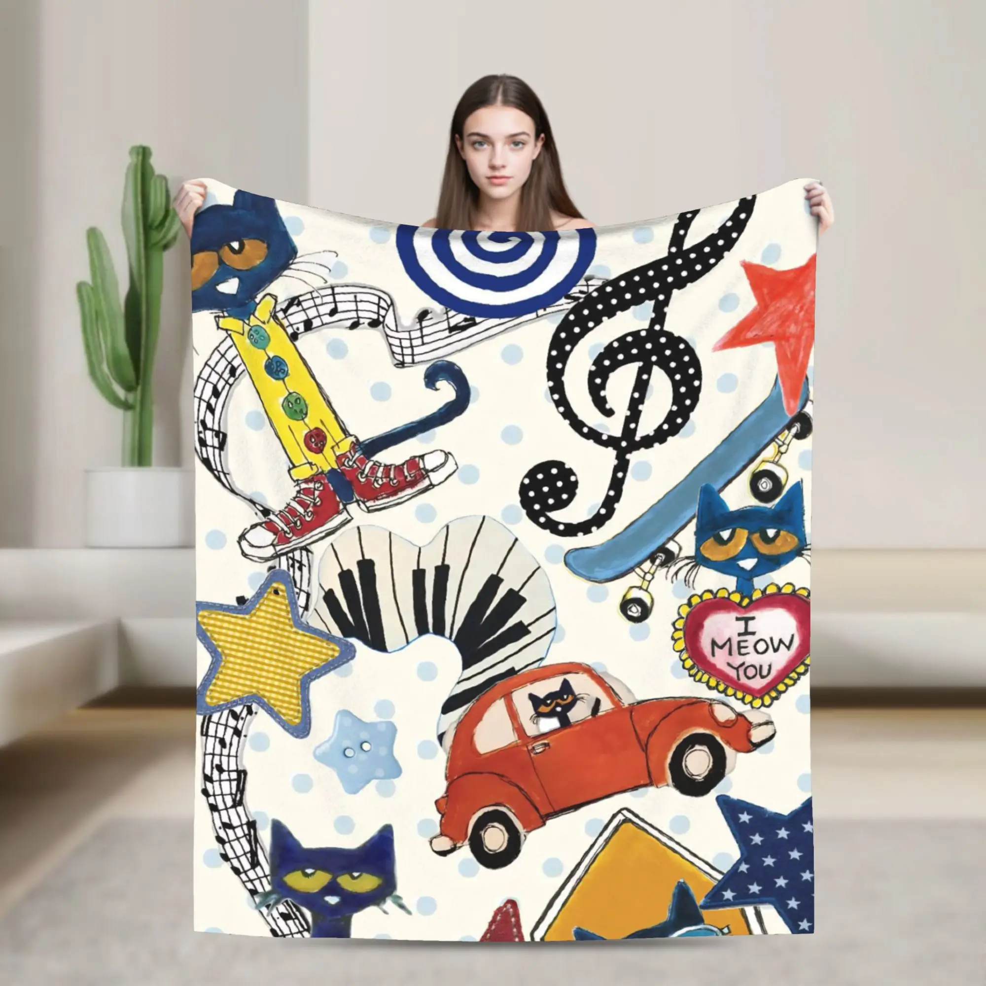 Pete The Cat Blanket Cozy Soft  Throw Blankets for Bed 50x60 Inch Multiple Sizes Quilt