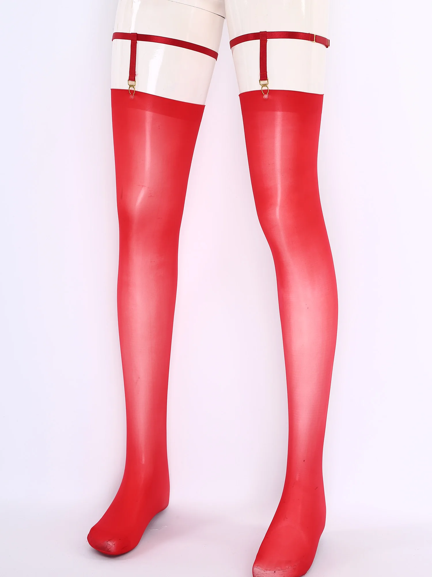 섹시한 남성 란제리 광택 시스루 스타킹 허벅지 밴드 포함 광택 시스루 신축성 허벅지 하이 삭스 시시 스타킹