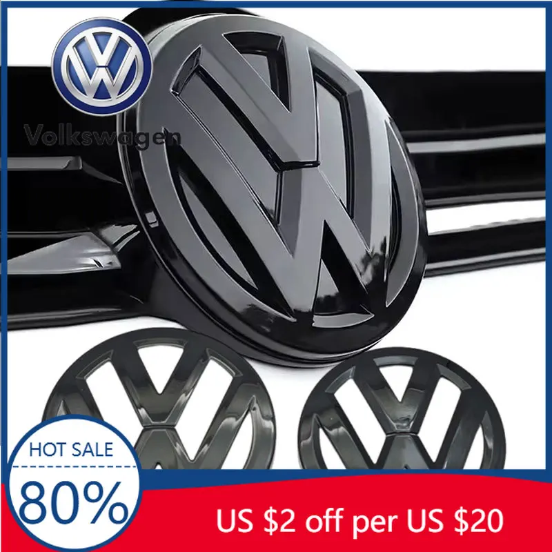 

Для VW Volkswagen Jetta MK5 Golf 127 мм 113 мм ABS Автомобильная передняя решетка с логотипом, задняя крышка багажника, глянцевая черная эмблема для Volkswagen