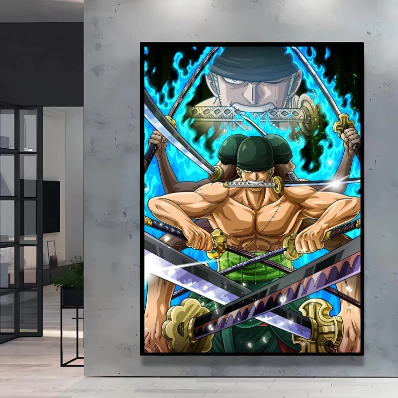 Cool One Piece Zoro Decor Painting Shocking Visual Effect High Quality Canvas Gorgeous Colors Creating A Unique Anime Home Space