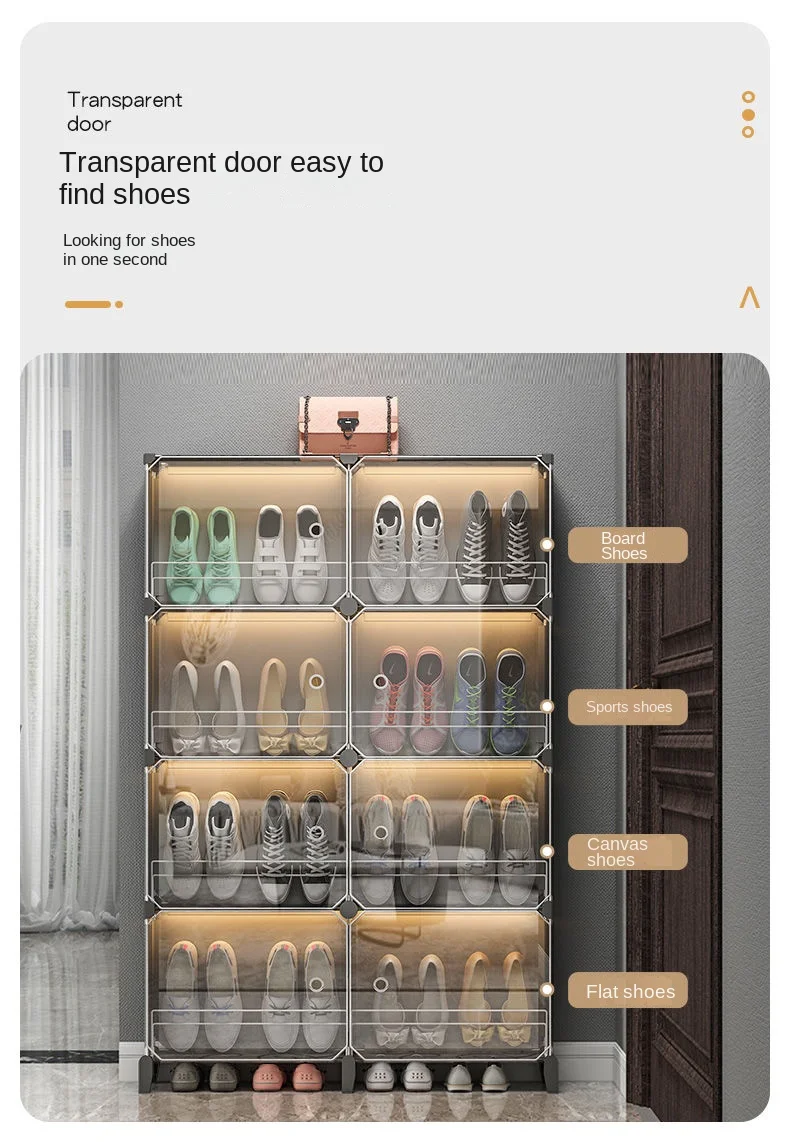 Simple And Easy Shoe Rack Folding Home Living Room Transparent Multilayer Cabinets Hallway Shelf Shoes Furniture Storage Box