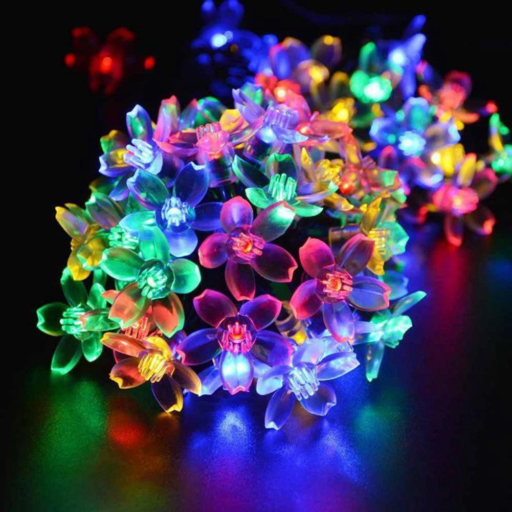 Solar Flower String Lights 8 Modes Dimming Function 100LED Fairy Light Decoration Outdoor Waterproof For Garden Fence Patio Yard