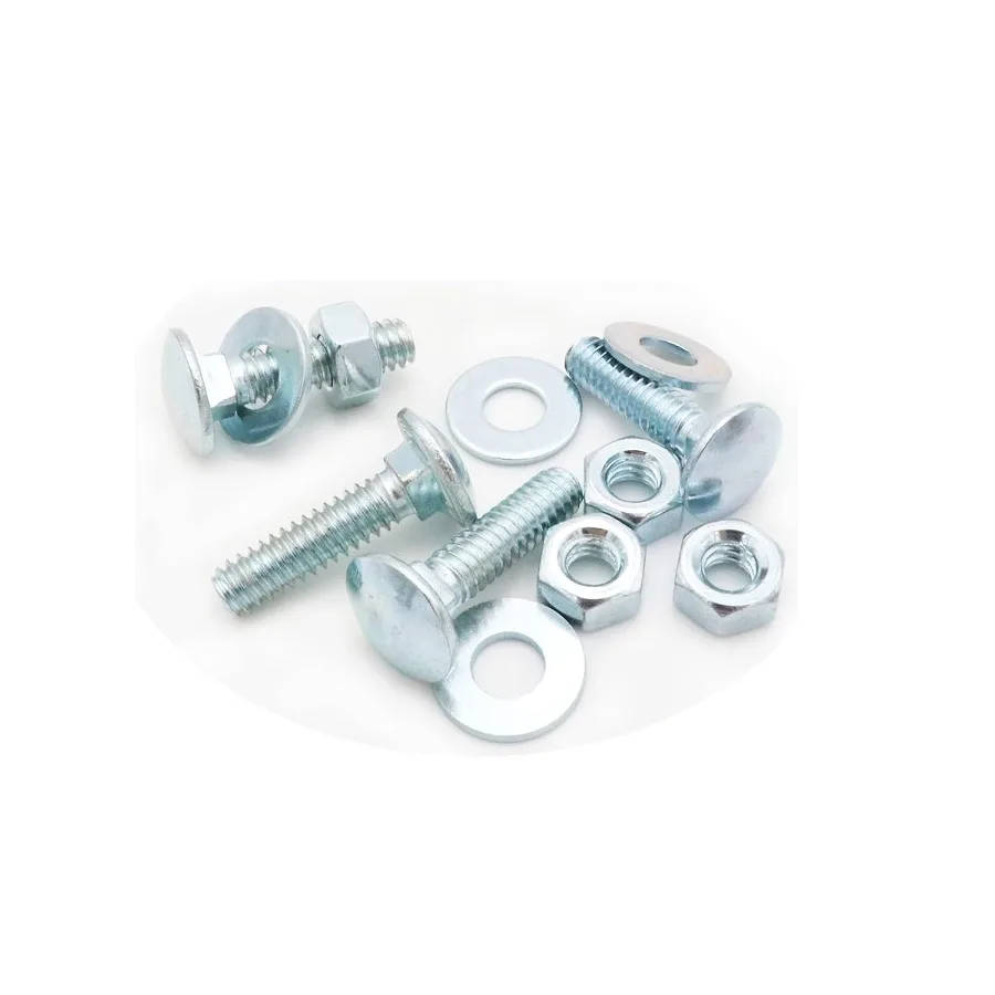 15 مجموعة من مسامير مسامير النقل مجموعة متنوعة من مسامير الرقبة المربعة مقاس 120 × 1 بوصة مع صواميل سداسية وفولاذ كربوني مسطح (Zi)