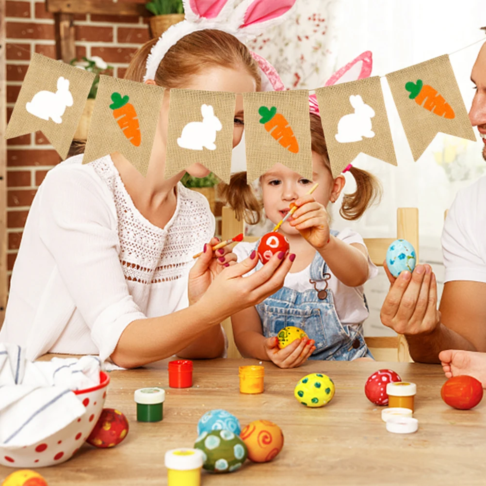 

1pcs Easter Carrot Burlap Banner Spring Easter Party Supplies Premium Lightweight Perfect Decoration Special Occasions