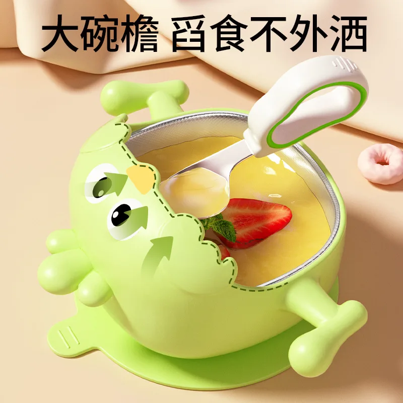 

Baby's complementary food bowl, baby specific suction cup bowl with spoon, silicone anti fall and anti scald, self feeding child