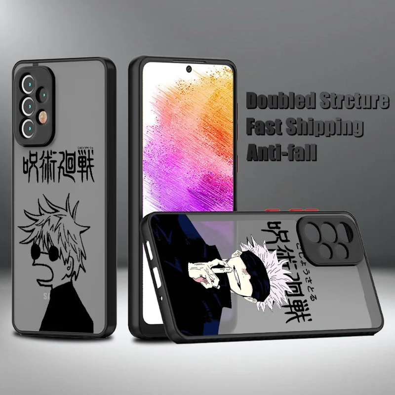 Jujutsu Kaisen Anime For Samsung A73 A72 A54 A53 A52S A34 A33 A32 A24 A23 A22 A15 A05 Frosted Translucent Phone Case