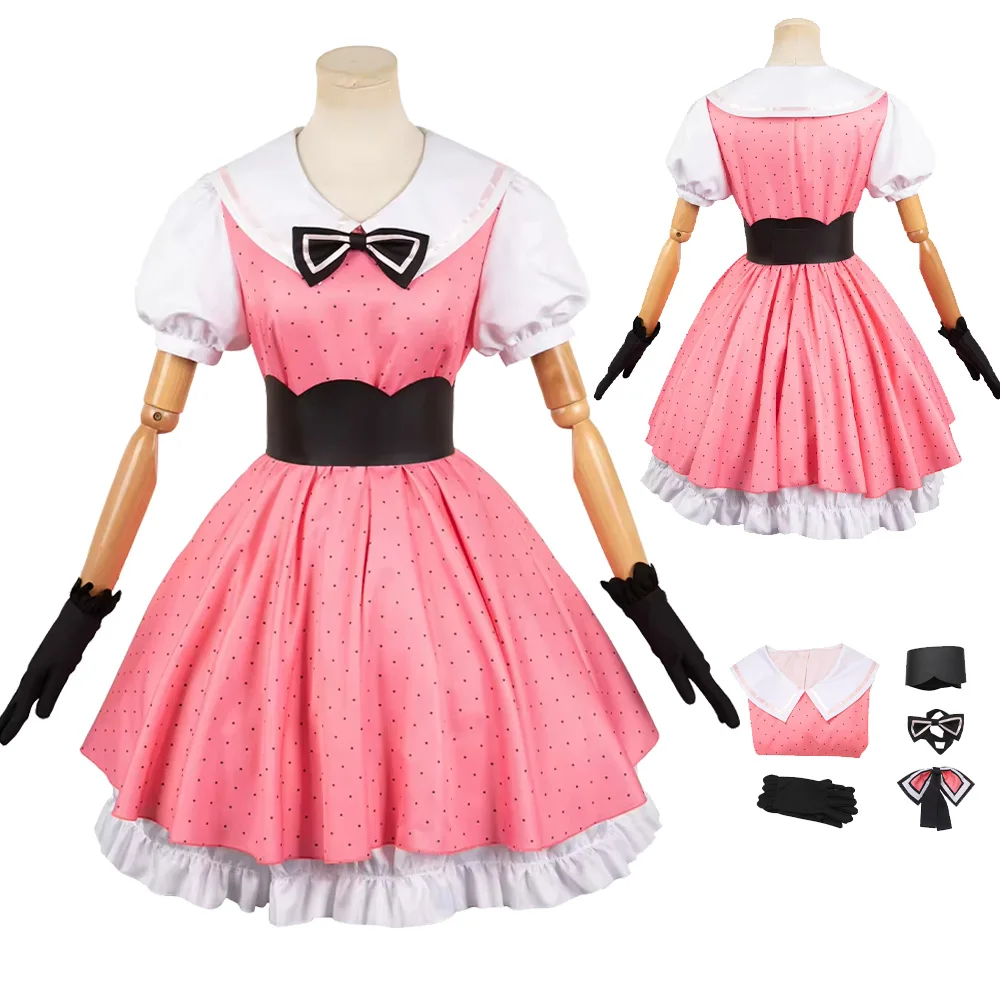 

New Hoshino Rubii Cosplay Anime OSHI NO KO Costume Pink Dress Tie for Women Adult Outfits Halloween Carnival Party Fantasia Suit