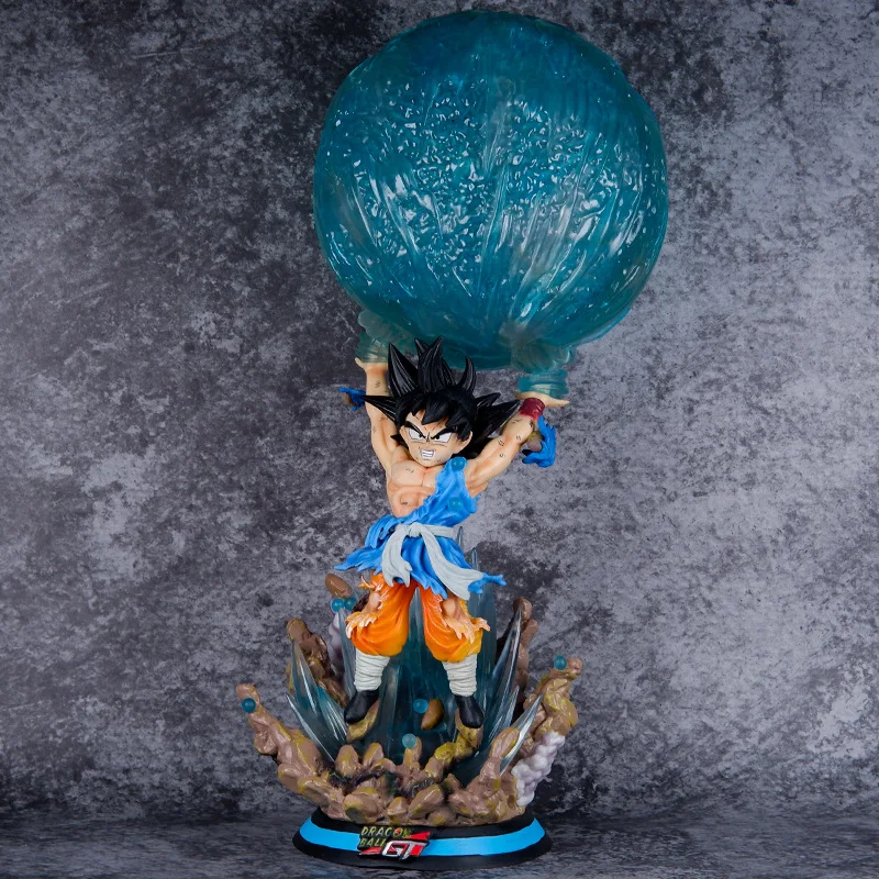 47CM Anime Dragon Ball Z Super Saiyan Son Goku Spirit Bomb Ver. GK PVC Action Figure Statue Collection Model Light Up Toys Doll