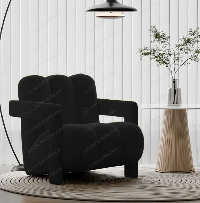 Cream Wind Lazy Sofa Chair, Lamb Wool Leisure Chair, Living Room Balcony Bedroom Single