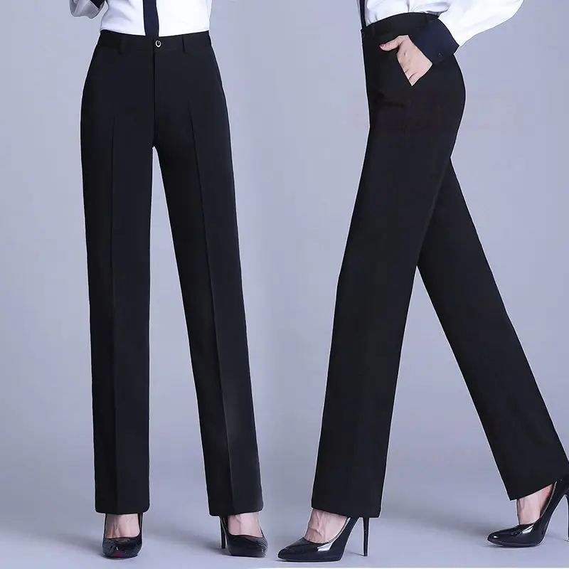 

2024 Spring Summer Women's Fashion High Waist Straight Pants Female Loose Suit Trousers Ladies Office Lady Work Pants G571