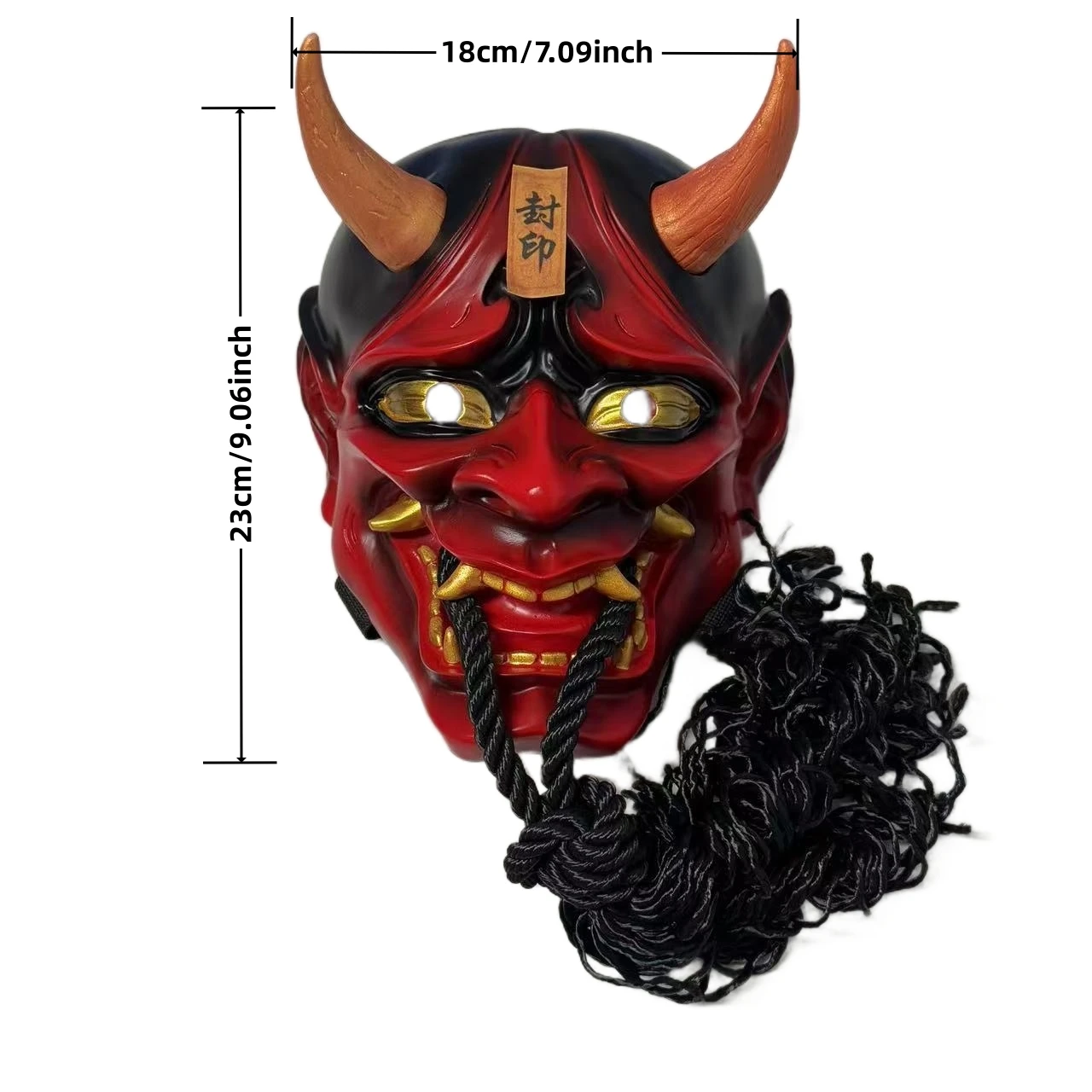 1pc Red Hannya Mask Terrifying Ghost Prajna Masks High Quality Resin Helmet Carnival Halloween Role Play Party Props For Adult