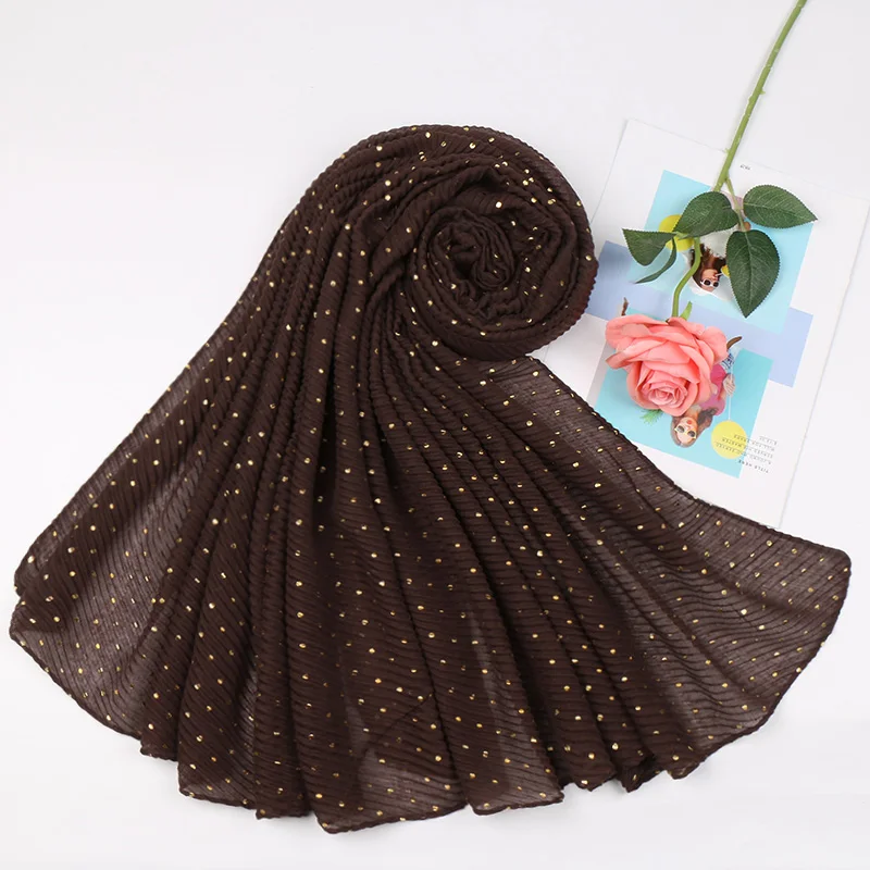 Glitter Ribbed Cotton Hijab Scarf Solid Long Muslim Scarves For Women Sequin Musulman Femme Shawl Gold Head Scarf Islam 180*73cm