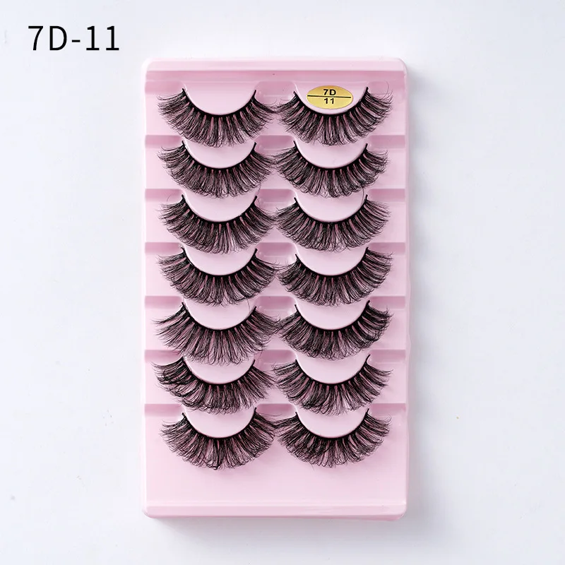 7pairs Mink Eyelashes Invisible Band Lash Extension Natural False Eyelashes Cross Cluster Fairy 3D Faux Big Eye Long Fake Lashes