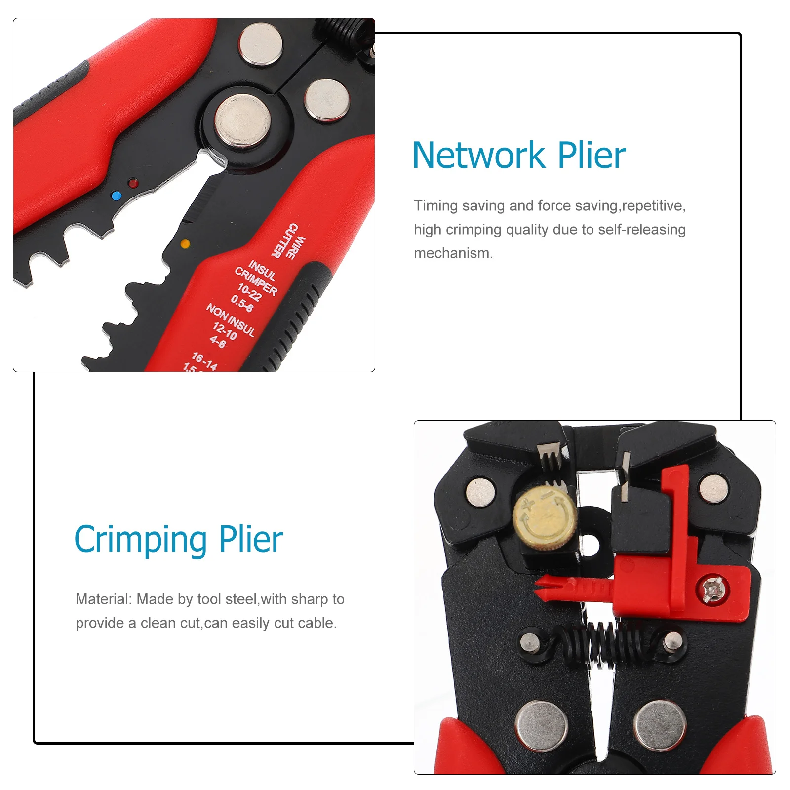 1세트 와이어 스트리퍼 콤비네이션 키트 내구성 있는 합금강 절연 드라이버 인체공학적 핸들 와이어 터미널 크림핑 도구