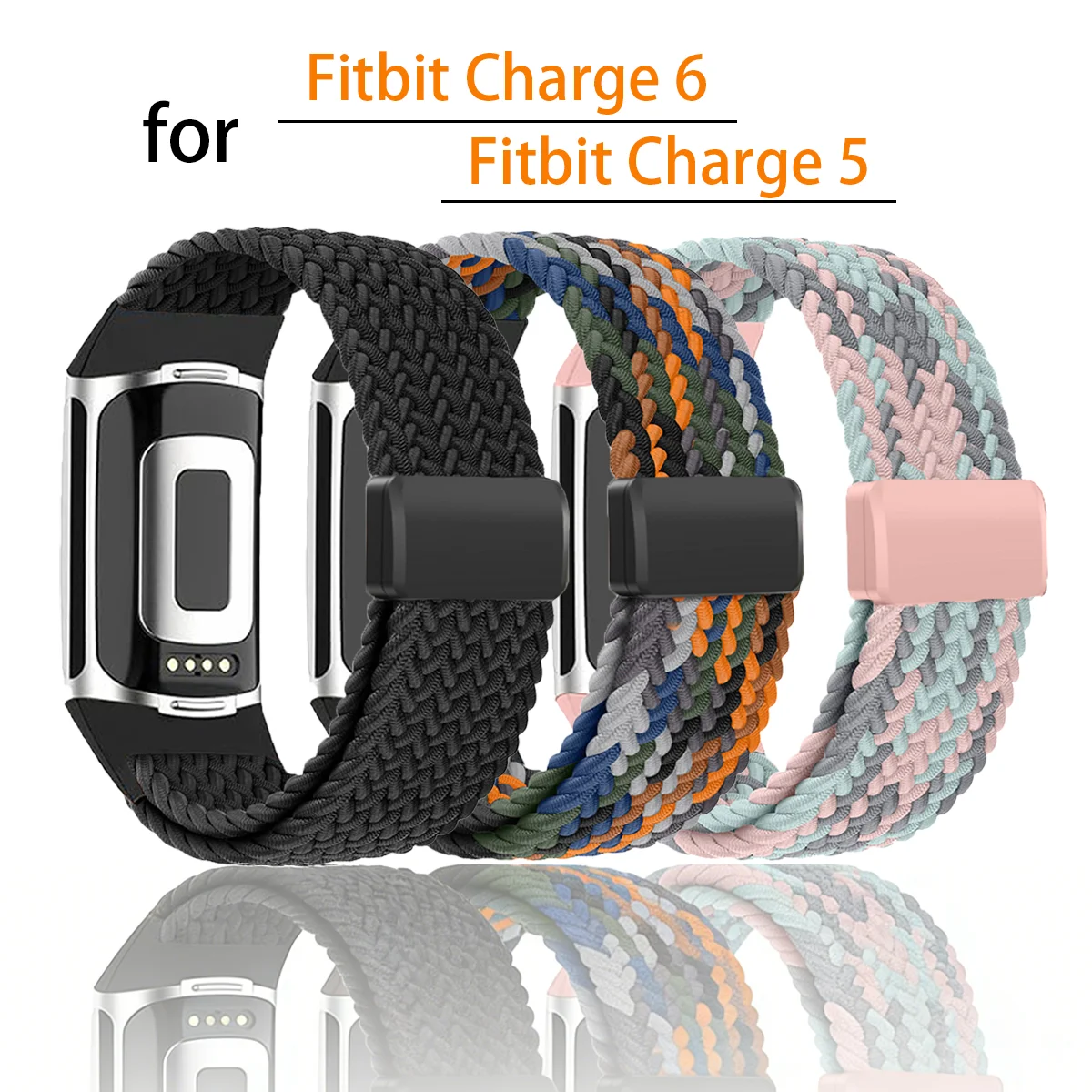 Correa deportiva de nailon para Fitbit Charge 6 5, Correa elástica transpirable para Fitbit Charge 5 Versa 4 3, pulsera trenzada