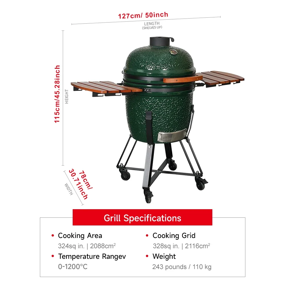 Ceramic 21 Inch Big Size Smoker Kamodo Ceramic Barbecue Kamado Green Egg Grills