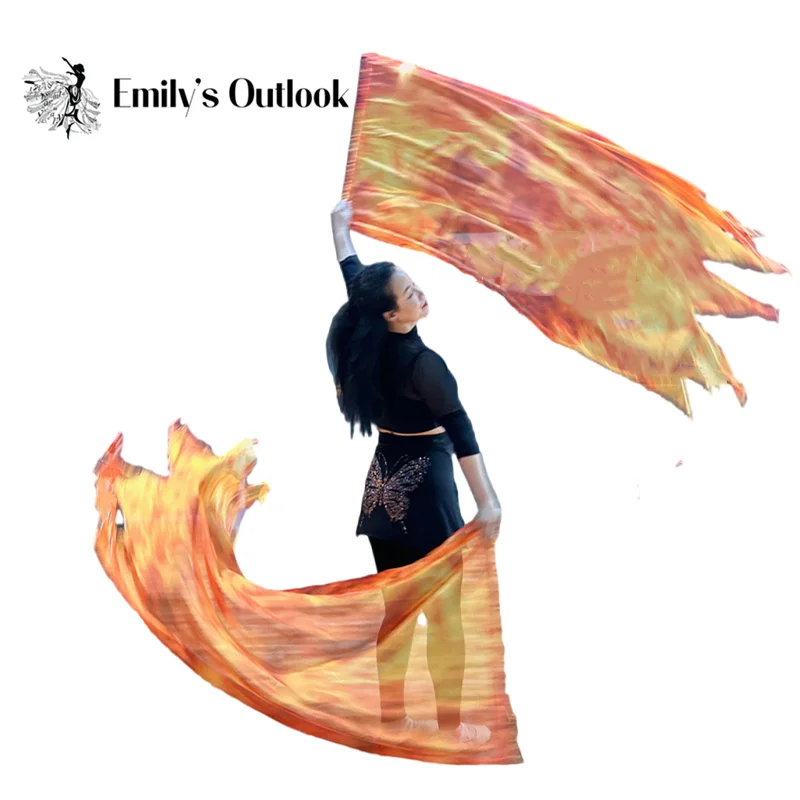 2 szt. Flagi do Tańca Świętego, Chwały, Rekwizyty dla Tancerzy, Dodatek do Kostiumu z Elastycznym Prętem, Pochłaniające Ogień Płomienie Czerwone