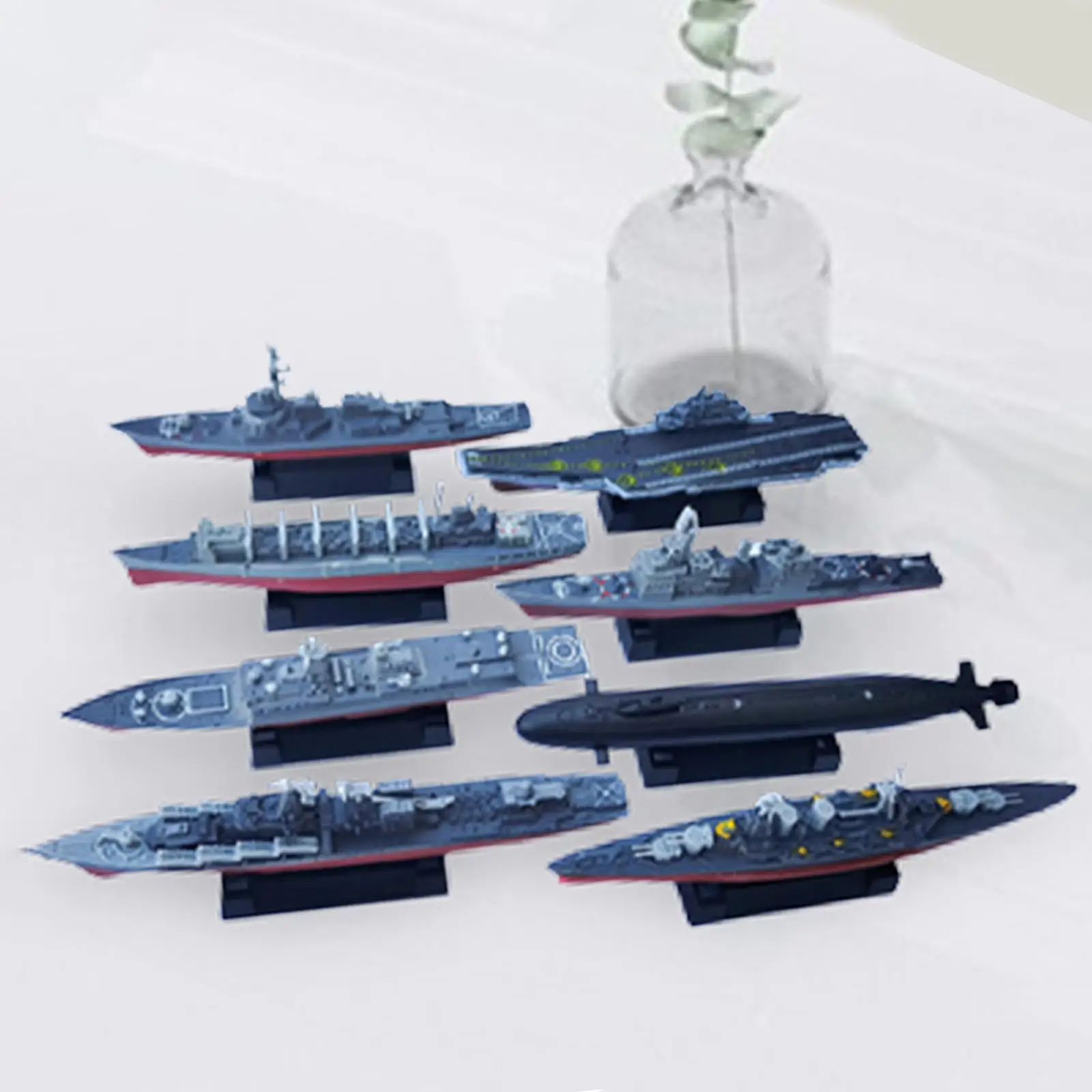 8 Pieces 4D Assembled Ship Model, Aircraft Model Collection Toys Playset, Warship Model Toy for Adults Children Birthday Gifts