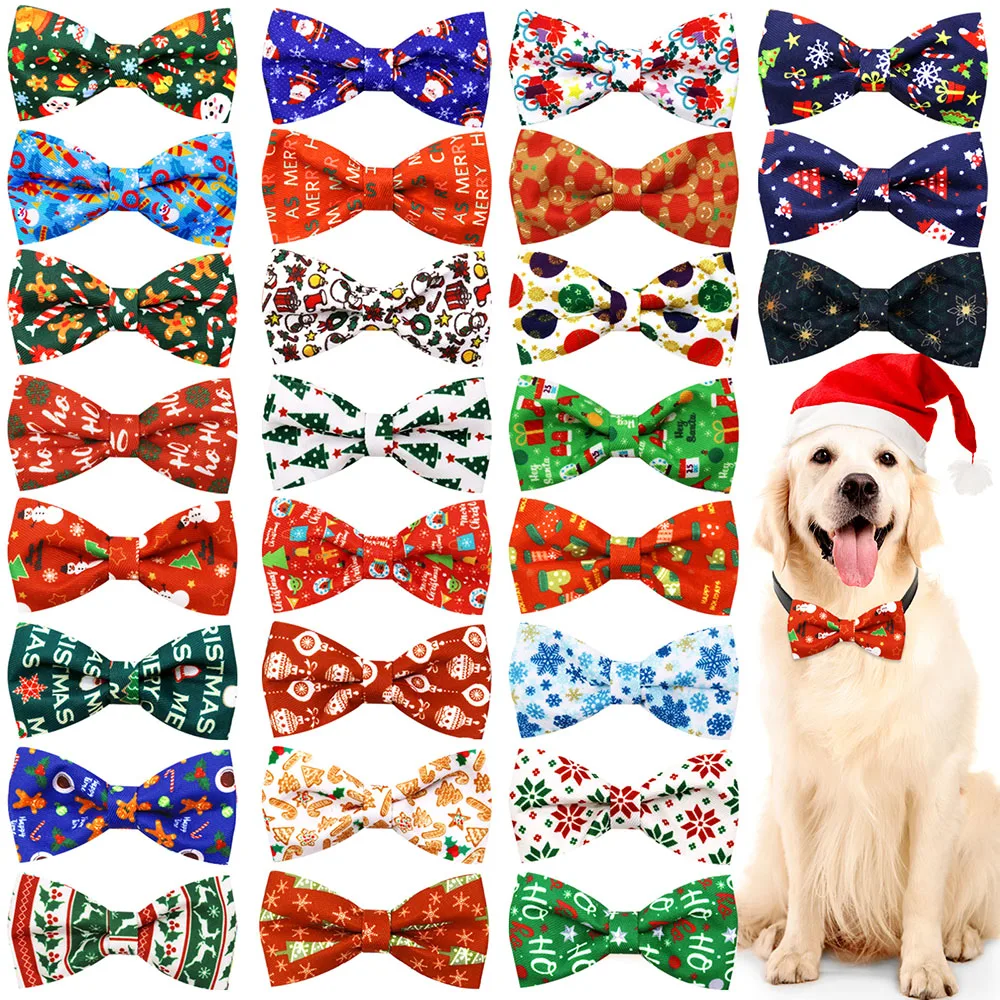 5PCS Pet Bowties With Elactic Bands Removable Dog Bow Ties Pet Collars Dog Bowtie Dog Grooming Accessories Pet Supplies For Dogs