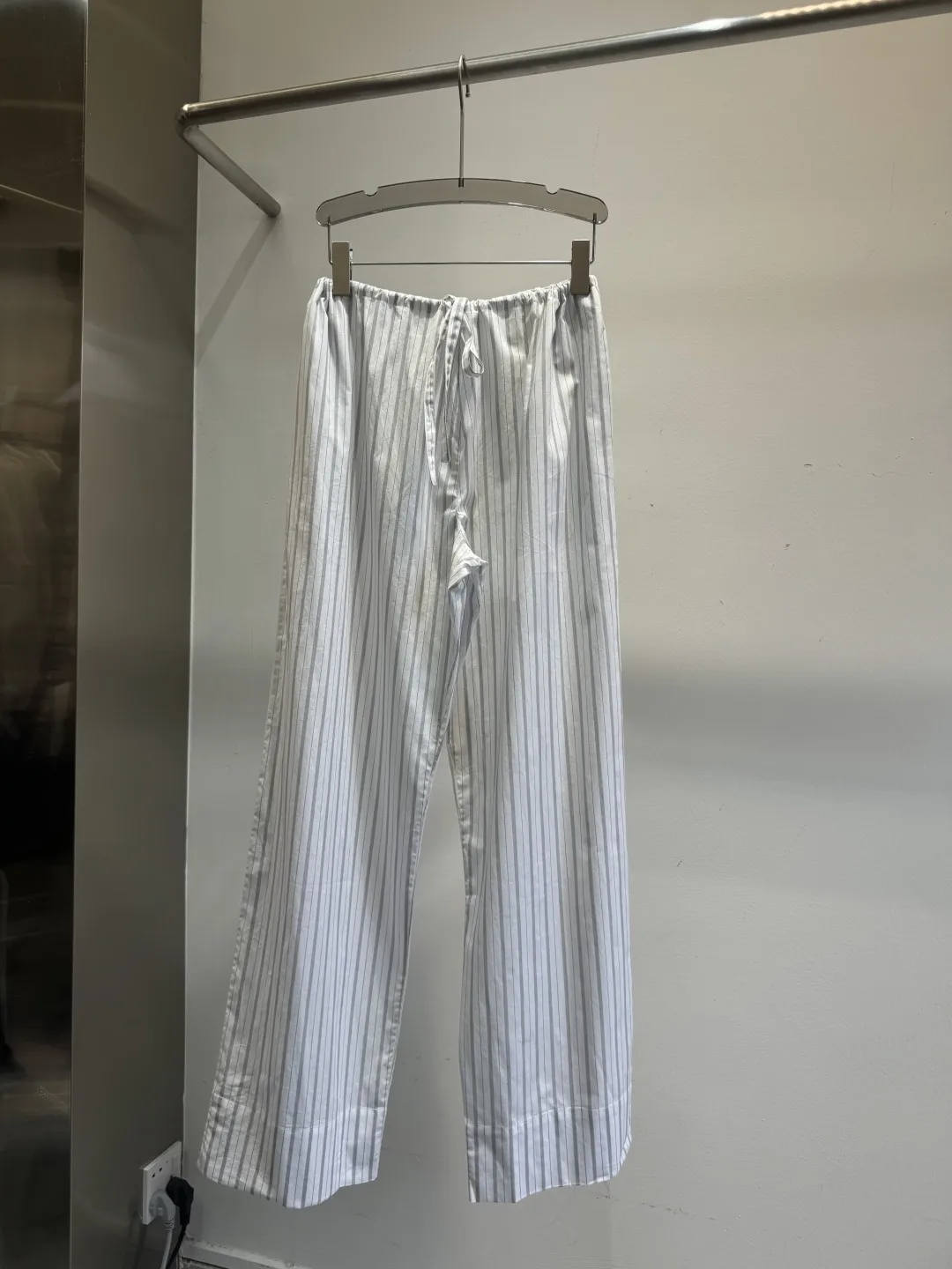 

100 Cotton Trousers Summer New Poplin Striped Casual Wide Legs Pants