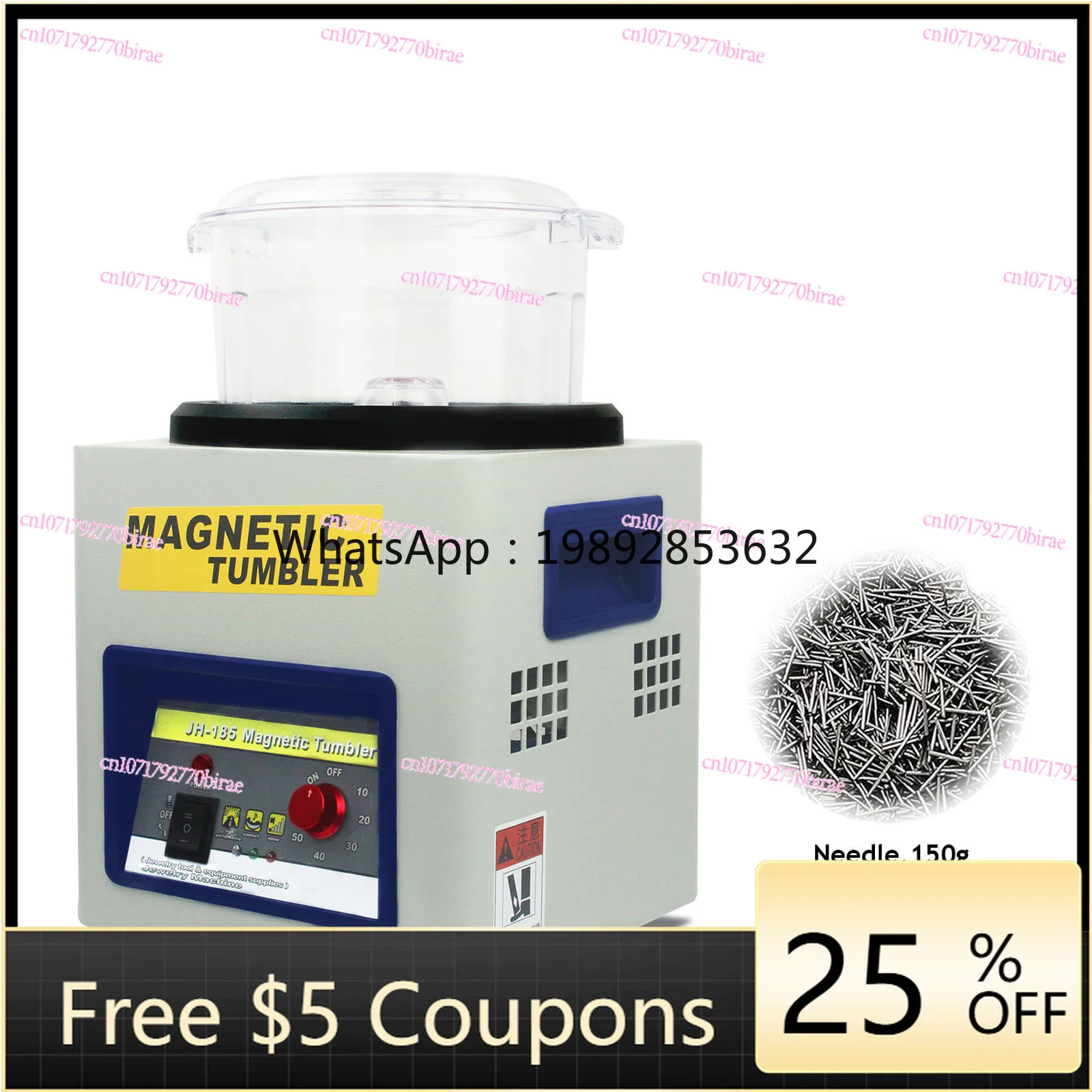 

HH Jh185 2000 Rpm Grinding Machine 7.3 Inch Jewelry Polishing Magnetic Roller Jewelry Gold Speed Adjustable