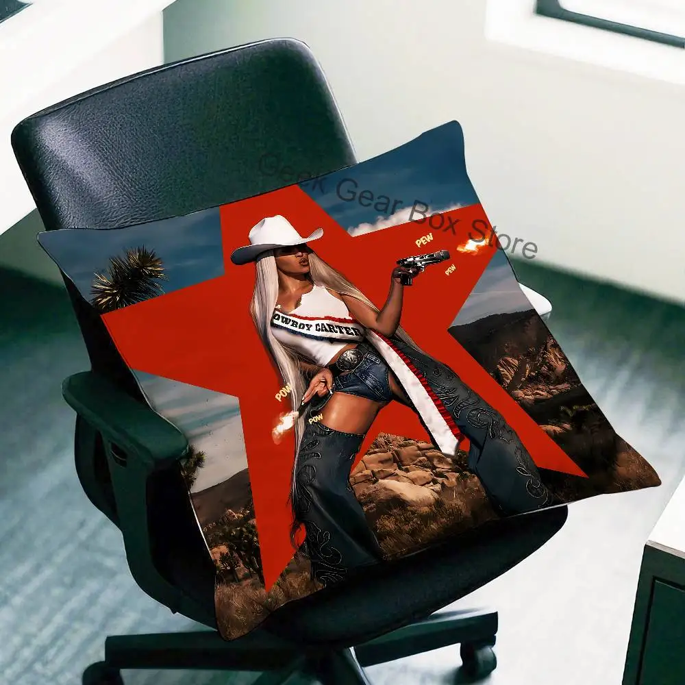 B-Beyonce COWBOY CARTER Pillow Case For Sofa Decor Car Office Room Printing Cushion Cover Decorations and Protector