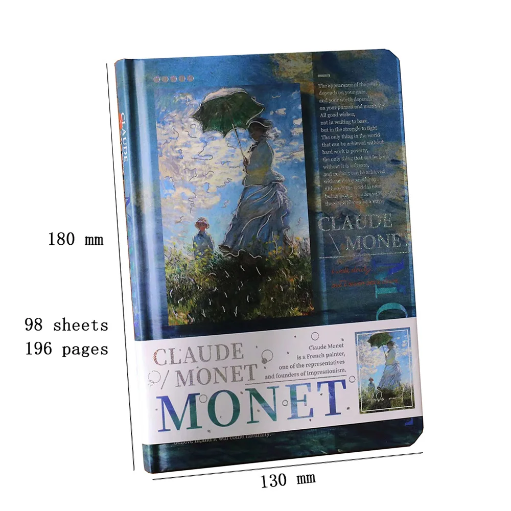 Imagem -06 - Van Gogh e Monet Pintura a Óleo Series Notebook Capa Dura Belo Diário Página a Cores Ilustração Student Notepad