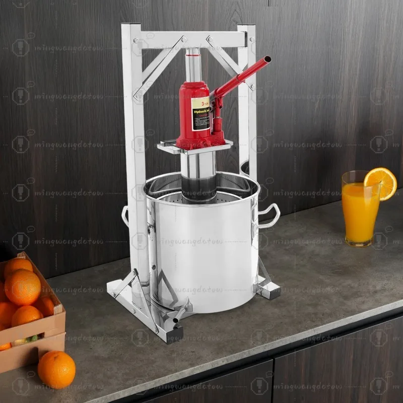 12L Hydraulische Obst- und Weinpresse, Manueller Entsafter für die Herstellung von Saft, Wein und Käse, Stahlrahmen & Hebevorrichtung