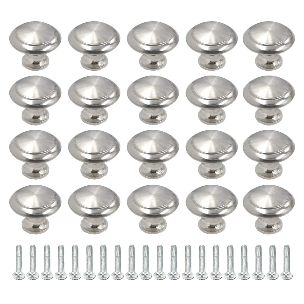 

20 Pcs Round Drawer Dresser Handles Stainless Steel Silver Cabinet Knobs Multipurpose Easy Install Furniture Hardware Elegant