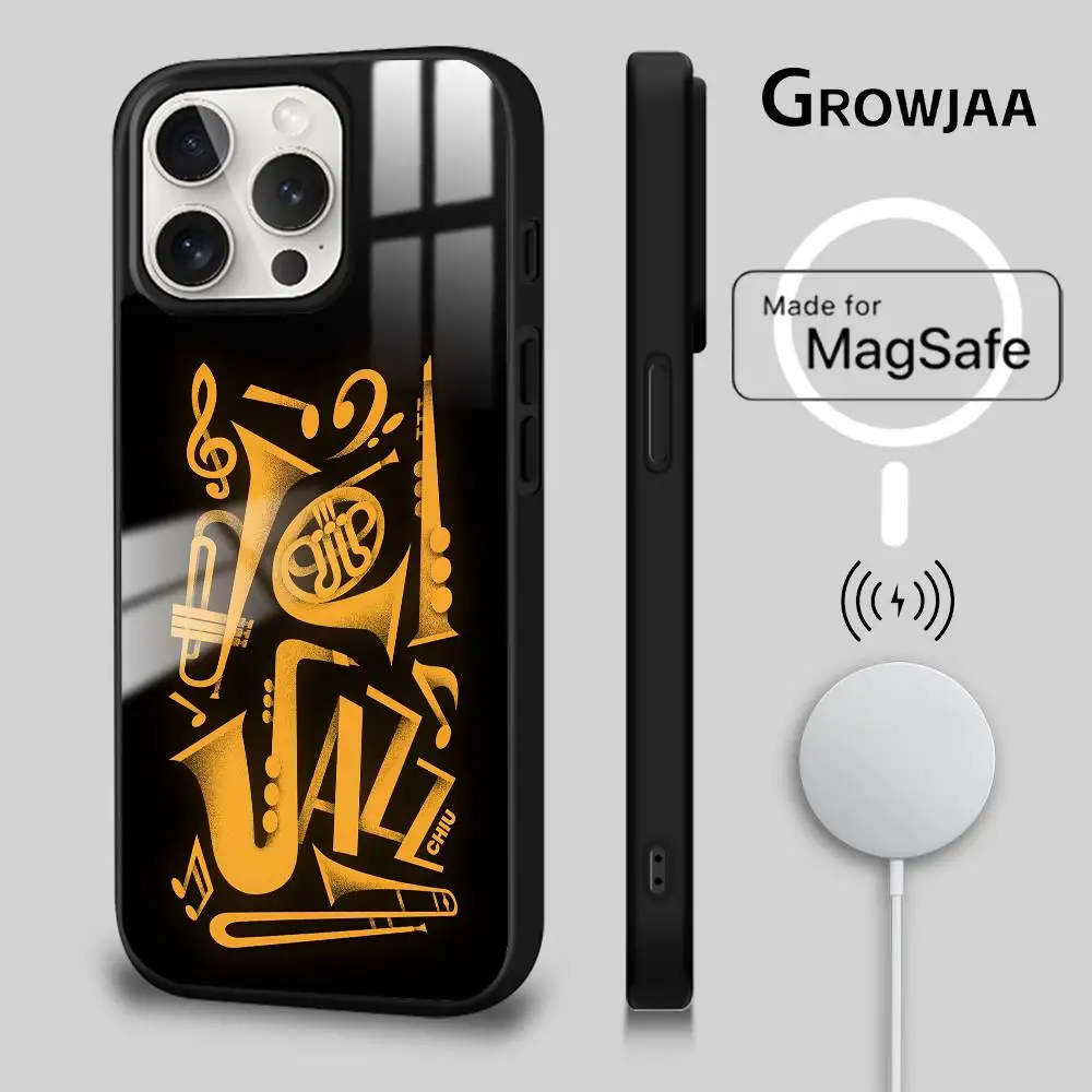 

Music Jazz phone case for iPhone 17 16 15 14 13 12 11 Pro Max Plus Mini Magsafe Magnetic Wireless Mirror Funda