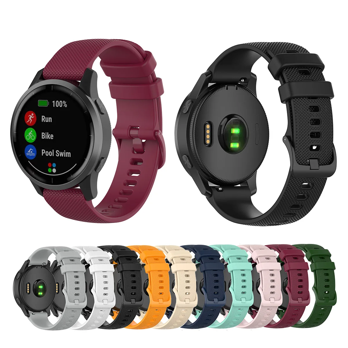 Силиконовый ремешок для часов Garmin Vivoactive 3 4 4S Active S Forerunner 245 645 Music 745, ремешок 18 мм, 20 мм, 22 мм