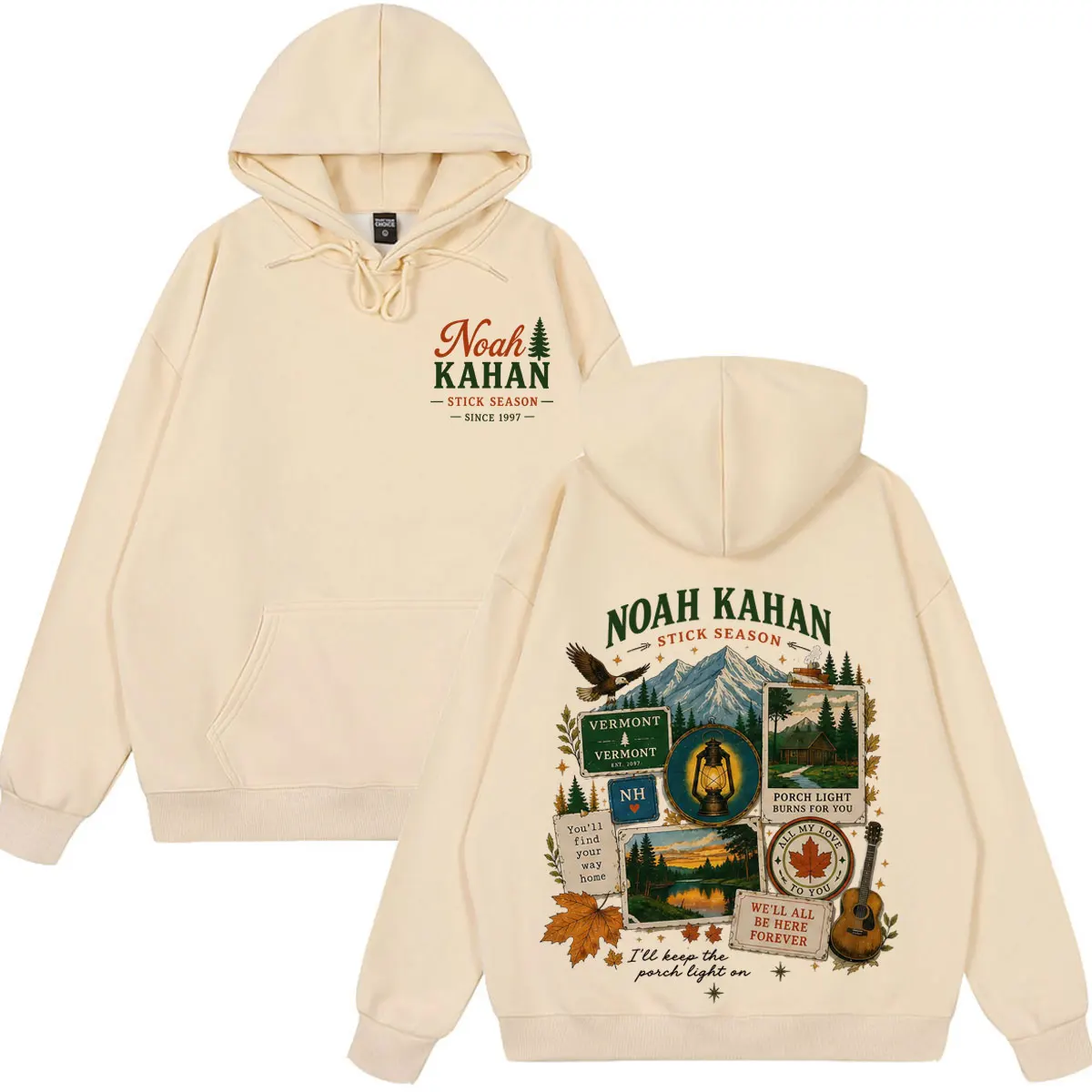 Noah Kahan The Great Divide Tour 2026 Grafikdruck-Hoodie für Herren und Damen, Hip-Hop-Sweatshirt mit langen Ärmeln, lässiger, übergroßer Pullover – Detail 2