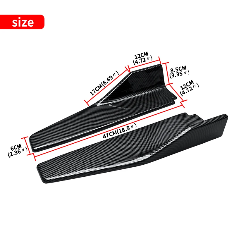 Car Side Skirt Extension Splitter Carbon Fiber Look Winglet Side Wing Bumper Lip ABS Accessories For Toyota Corolla 2007-2022