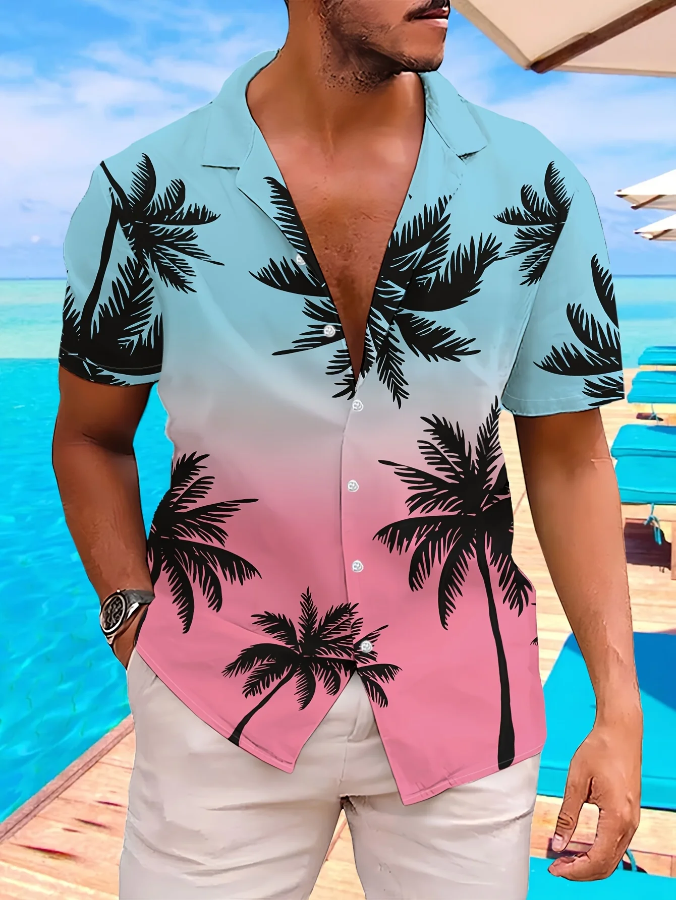 

2026 Summer Men's Shirt with 3D Print Breathable Lightweight Comfortable Casual and Fashionable Beach Men's Clothing