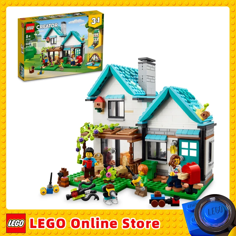 LEGO Creator 3 in 1 Cozy House Toy Set 31139 Building Kit with 3 Different Houses Plus Family Minifigures Accessories Gift