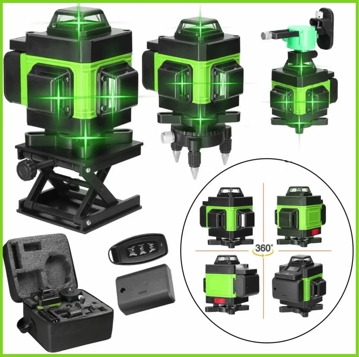 Nível Laser ° Máquina Auto-nivelamento Ferramenta de Nivelamento da Bateria Níveis Vertical e Horizontal 3d 4d 12 Linhas 16 Linhas
