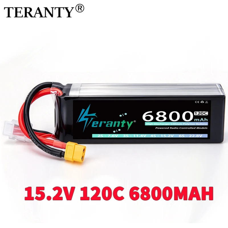 TERANRT 6800mAh LiHV 15.4V 120C Lipo Battery with T/XT60/TRX/EC5 Connector for RC Airplanes Helicopters Car Boat Truck Parts