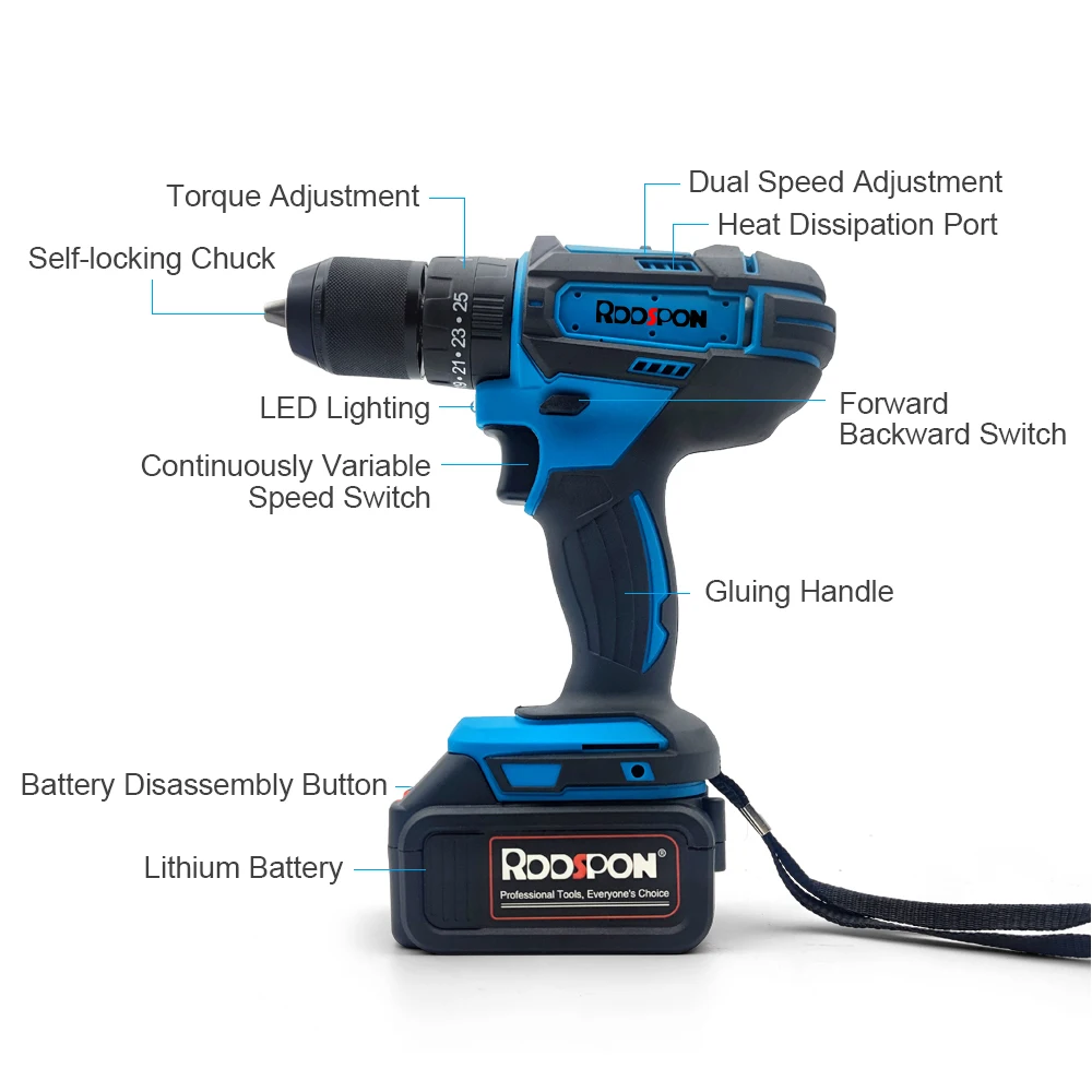 RDDSPON 13mm Cordless Electric Drill Screwdriver 25+3 Torque 520N.M Impact Hammer Drill Power Tool For Makita 18v Battery News