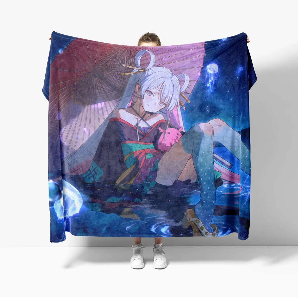 Kaguya Flannel Blanket for Sofa Decoration kawaii Warm Trick Japanese AnimeThrow Blankets For Bed
