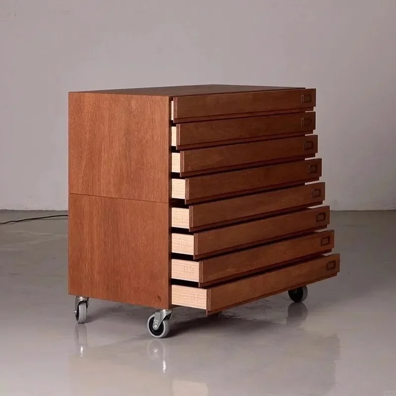 

Simple modern file cabinet, oak removable file storage cabinet, small apartment living room dining side cabinet