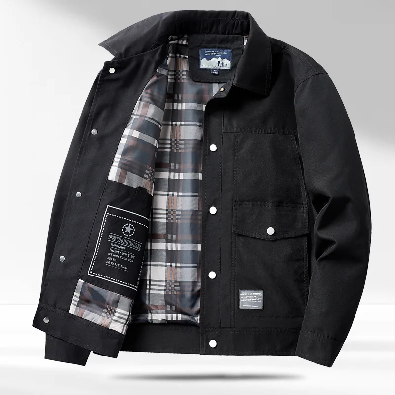 New Fashion Men Multi Pockets Workwear Jackets Trendy Tolling Coats Quality Men Solid Color Turned Collar Casual Jackets 5XL