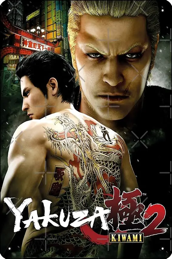 Yakuza kiwami 2 Poster 8 x 12 Inch Funny Metal Tin Sign Game Room Man Cave Wall Decor