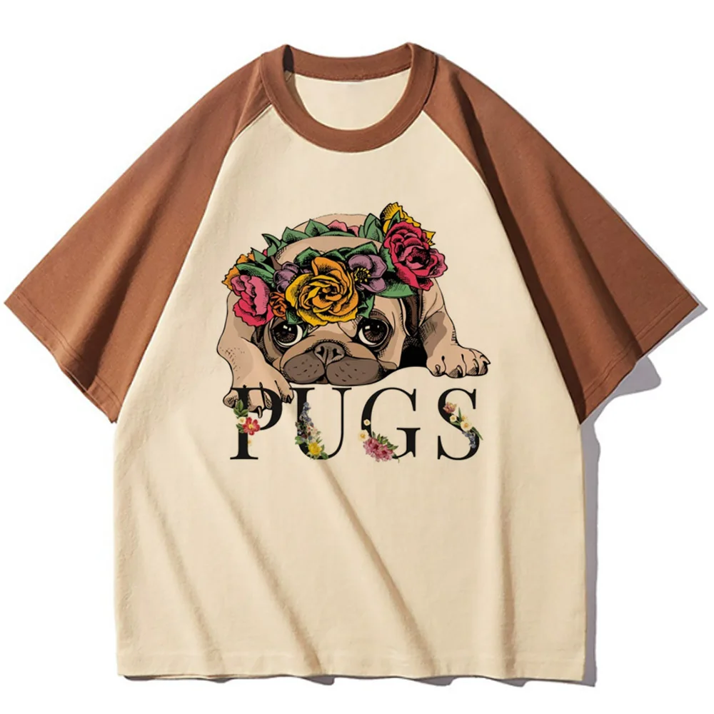 Pug shirt girl aesthetic Psychedelic University harajuku  Y2k shirt Punk Colorful Psychedelic streetwear Graphic Breathable