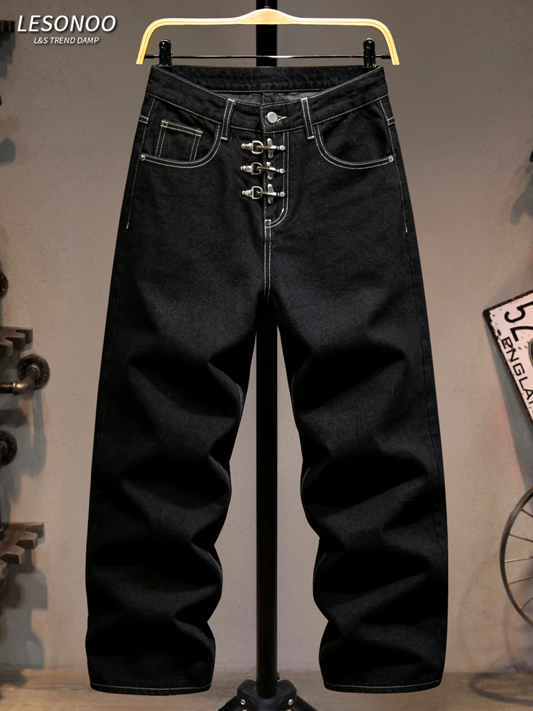 

Высококачественные мужские джинсы Bla Waed: прямые, свободные, повседневные, городские, износостойкие, удобные брюки прямого кроя