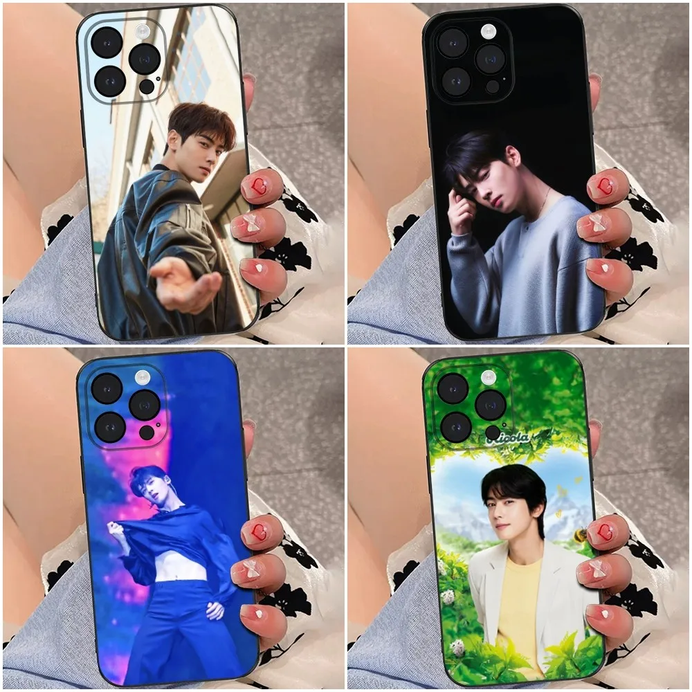

Korea Cha Eun Woo Actor Phone Case For iPhone 16e,16se4,16,15,14,13,12,Pro,Max,11,Plus,XR,XS Max Shockproof Silicone Soft Shell