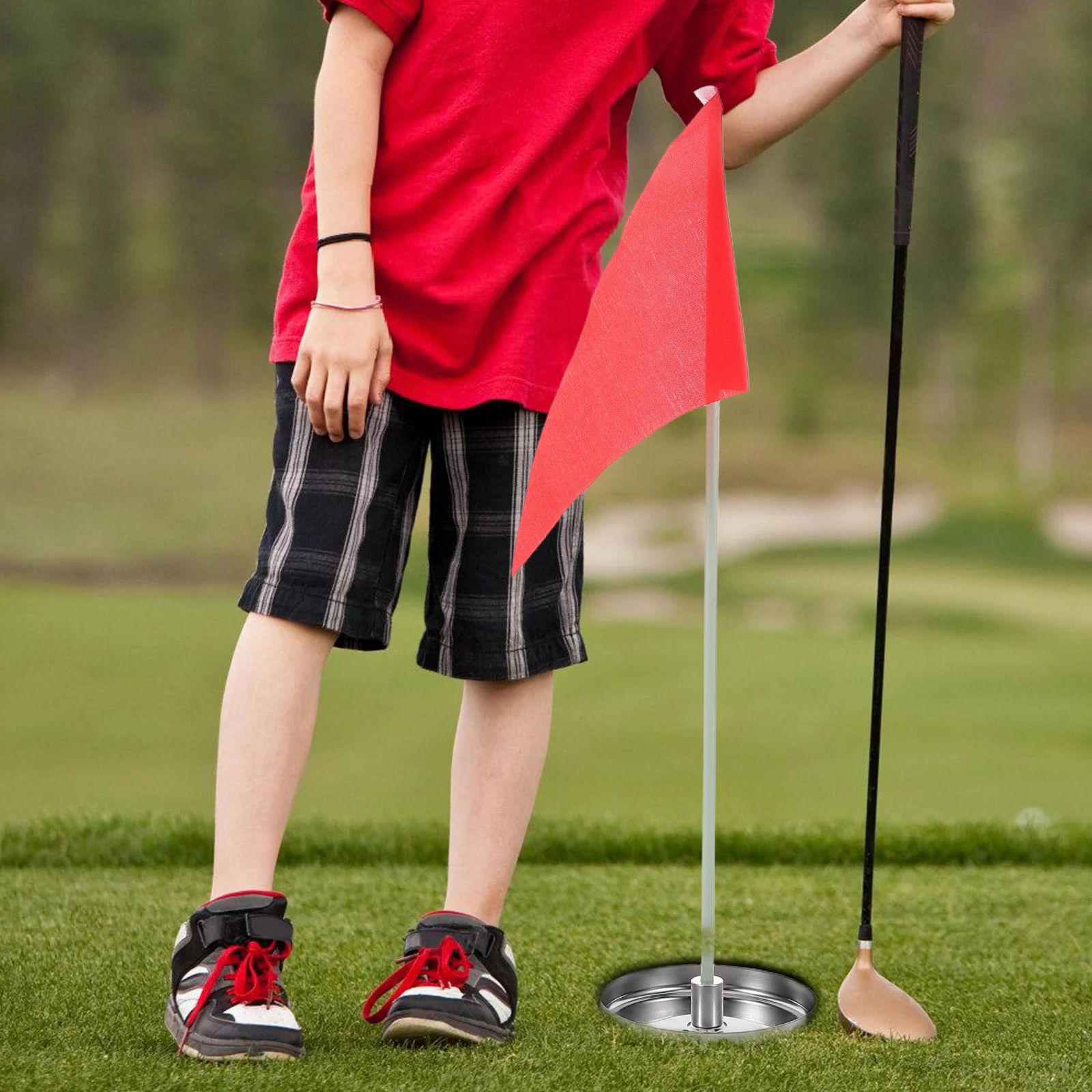 

1Set Golf Hole Cup Metal Putting Practice Device Mini Flag Enhance Skills Backyard Indoor Outdoor Golf Trainer