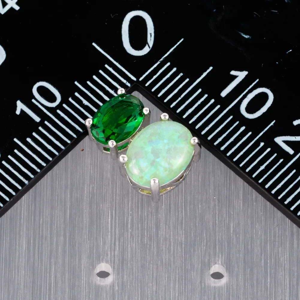 KONGMOON 5x7 الأخضر تشيكوسلوفاكيا 7x9 البيضاوي الكيوي الأخضر النار أوبال كابوشون مجوهرات للنساء ثقب وأقراط